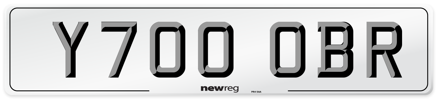 Y700 OBR Number Plate from New Reg